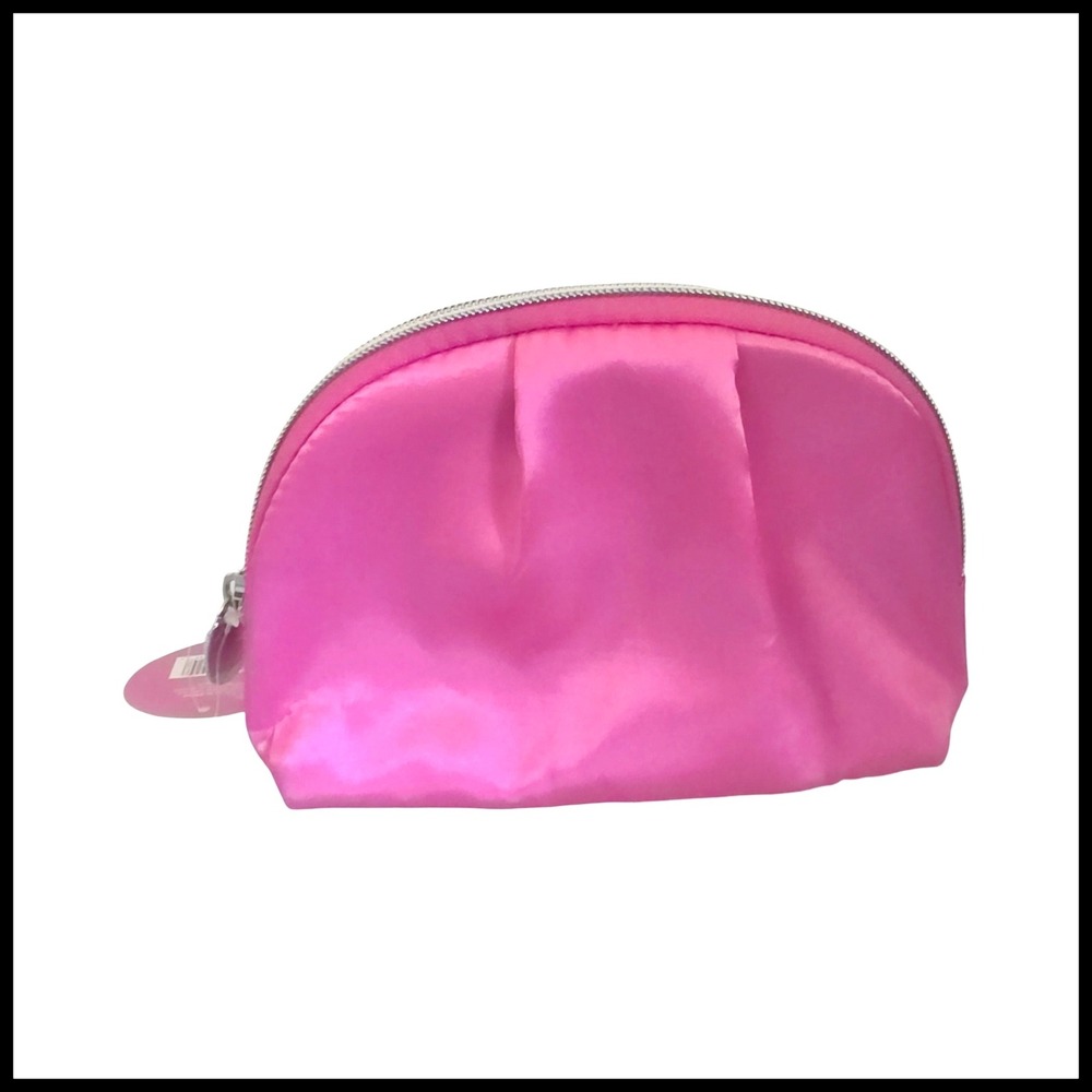 Ulta Beauty Collection Hot Pink Satin Makeup Bag Cosmetic Pouch NWT Pleated Dome